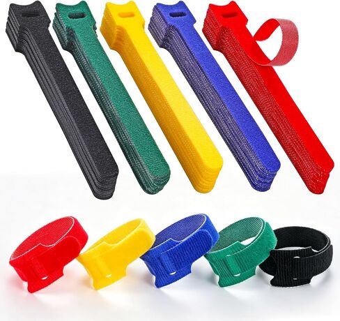 100PCS Hook and Loop Straps - 6 Inch Reusable Cable Ties | for Cable Management, Adjustable Cord Organizer Hook & Loop Straps for Home, Office and Data Centers, Black in Saudi Arabia