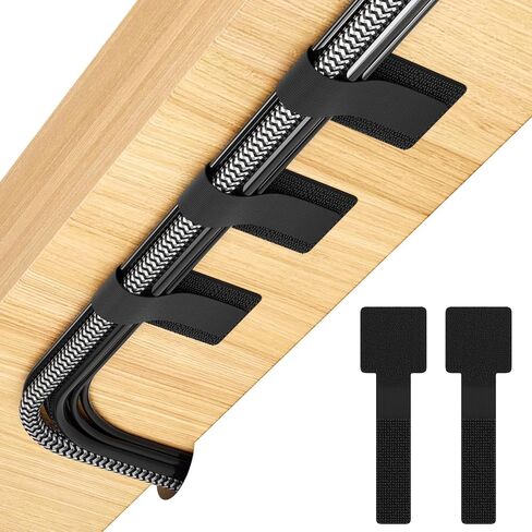 100Pcs Cable Straps Hook and Loop Cable Ties - Cable Holder for Desk Cable Management Under Desk - Computer Cord Organizer for Home Office Gaming Setup - Black in Saudi Arabia
