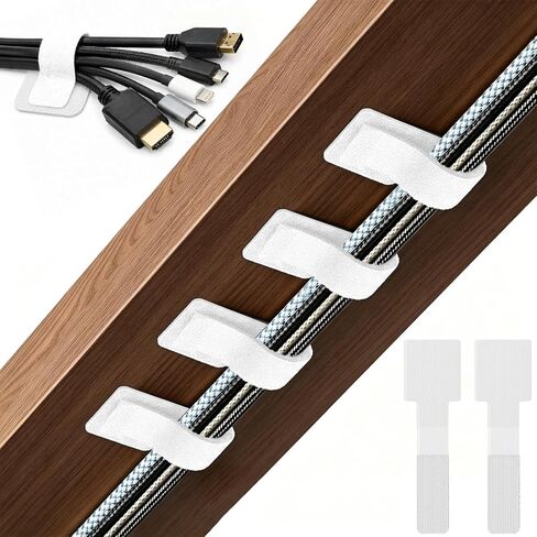 80 PCS Hook and Loop Cable Ties, Self Adhesive Cable Management Straps, Reusable Cord and Wire Organizer Clips for Under Desk, Computer, TV, Gaming Setup, Home Office and Kitchen, Black and White in Saudi Arabia