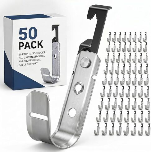 Zonon 50 Pcs 3/4 Inch Galvanized Steel J Hook with Bat Wing Heavy Duty Cable Support Straps Hangers for Hanging Cable Management to Ceiling Grid Wire & Threaded Rod in Saudi Arabia