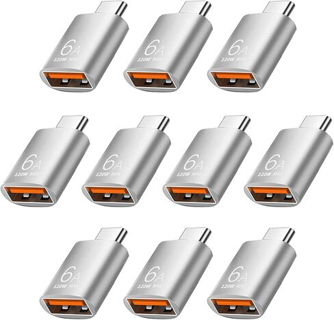 10 عبوات محول USB C إلى USB بسرعة 10 جيجابت في الثانية/120 وات، ومحول USB3.1 إلى C، أسود | محول أنثى من النوع C ذكر إلى USB أنثى، موصل ممتد من النوع C، للهواتف الذكية وأجهزة الكمبيوتر الشخصية والكمبيوتر المحمول والكمبيوتر اللوحي ولوحة المفاتيح وما إلى ذلك in Kuwait