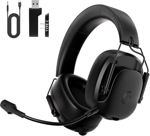 Wireless Gaming Headset for PS5, PC, PS4, Switch, Gaming Headphones | 45H Battery, 2.4GHz or BT Connection, Type-A&Type-C, 7.1 Surround Sound, Detachable Noise Cancelling Mic, Black in Saudi Arabia