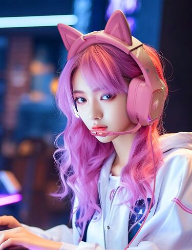 ZIUMIER Pink Wired Gaming Headset with Detachable Cat Ears | Noise Canceling Microphone, LED Light, 50mm Driver, 3.5mm Audio Jack, Compatible with PS4 PS5 Xbox Series X|S Xbox One PC in Saudi Arabia