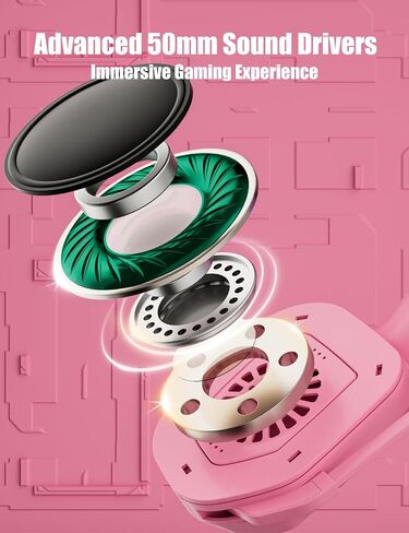 ZIUMIER Pink Wired Gaming Headset with Detachable Cat Ears | Noise Canceling Microphone, LED Light, 50mm Driver, 3.5mm Audio Jack, Compatible with PS4 PS5 Xbox Series X|S Xbox One PC in Saudi Arabia