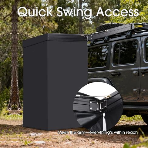 Awning Shower Tent with Swing Arm Privacy Roof 3ft x 3ft LED Light | UV-Resistant & Waterproof, with Storage Bag, Vehicle Side Shower Room, Camping Privacy Shelter Restroom Bathroom in Saudi Arabia