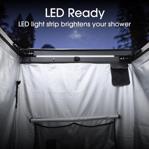 Awning Shower Tent with Swing Arm Privacy Roof 3ft x 3ft LED Light | UV-Resistant & Waterproof, with Storage Bag, Vehicle Side Shower Room, Camping Privacy Shelter Restroom Bathroom in Saudi Arabia
