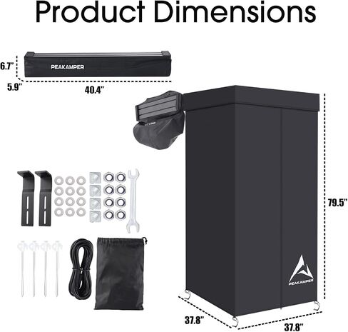 Awning Shower Tent with Swing Arm Privacy Roof 3ft x 3ft LED Light | UV-Resistant & Waterproof, with Storage Bag, Vehicle Side Shower Room, Camping Privacy Shelter Restroom Bathroom in Saudi Arabia