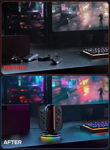 Mumba Magnetic Charging Station Compatible with Nintendo Switch 2, 4-in-1 Fast Charging Dock for Joy-Con Controllers, Dual-Direction Design with 9 RGB Lights, Overcharge Protection & USB-C Cable in Saudi Arabia