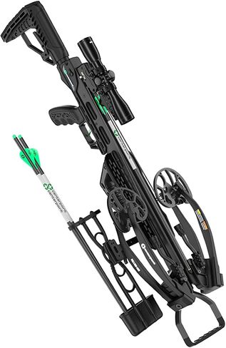 CenterPoint Hellion 400 FPS 185 LBS Compound Crossbow - 8 Inch Cocked Ultra Compact with CNC Aluminum Rails | Powerful 185 lbs draw – Ultra compact 8 inch width – Machined CNC aluminum rails in Saudi Arabia