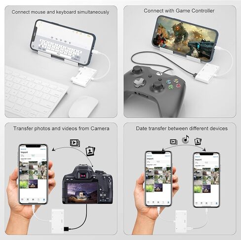 Lightning to HDMI Adapter with USB Camera and Charging Port, SD Card Reader for iPhone, 6 in 1 Camera Adapter to iPhone, Supports MIDI Keyboard, Mouse, HD TV/Projector/Monitor, Plug & Play in Saudi Arabia