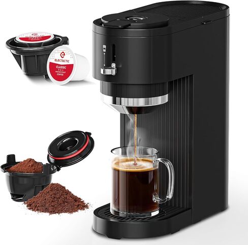 Single Serve Coffee Maker – Brew with Coffee Pods & Grounds, Compatible with Kcup Coffee Pods, Small Sizes Up to 6 8 10 12 14 Oz, 14 Oz Water Reservoir, Easy to Clean for Office Travel Home, Black | 6–14oz adjustable brew sizes, 14oz reservoir, self-clean in Saudi Arabia