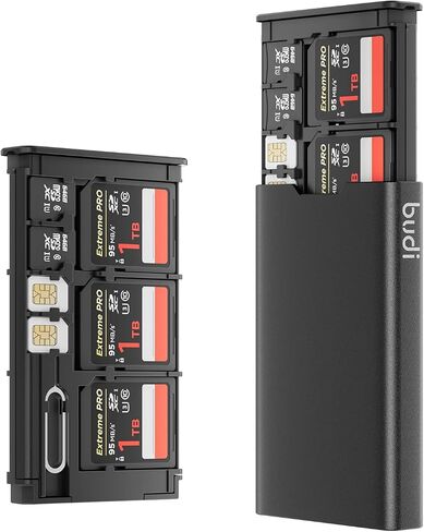 BUDI Pop-up Design 30 Slots Memory Card Case Crush & Shockproof Wallet for 27 Micro SD SDXC SDHC TF Cards and 6 Cards/Micro SDHC/Micro Holder Organizer,Case Storage in Saudi Arabia