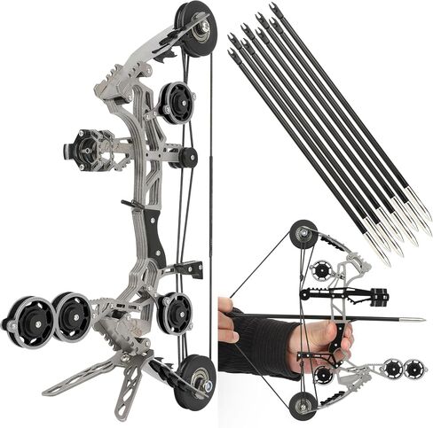 AMEYXGS 10.9inch Compound Bow Set Stainless Steel Includes 8 Arrows Bow Stabilizer Sight Rest Target Paper and Bow Stand in Saudi Arabia