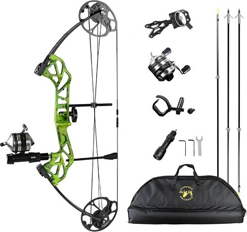 Bow Fishing Combo Kit Bowfishing Bow Compound Bow Kit RH | Fishing Bow Draw weight 19-70 lbs, 19"-30" Draw Length,with Bowfishing Reel and Bowfishing Arrow in Kuwait