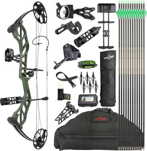 AMEYXGS Archery E8 Compound Bow Set for Adults and Teens RTH Hunting and Target Practice 19"-30" Draw Length,19-70 Lbs Draw Weight,up to IBO 320 fps,Limited Life-time Warranty in Saudi Arabia