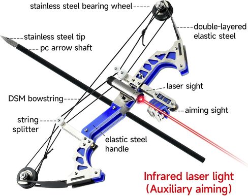 Laser Compound Bow Training Bow Toy Bow Outdoor Sports Competition Special Training Concentration Cultivating Patience Stainless Steel Material Length 10 inches in Kuwait