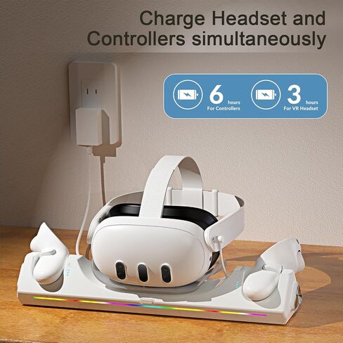 Bioherm Charging Dock for Oculus Quest 3, Magnetic Charging Station for Meta Quest 3 VR Headset & Controllers, with 2 Rechargeable 2100mAh Batteries, USB-C Charger and Cable, Supports LED Indicator in Saudi Arabia