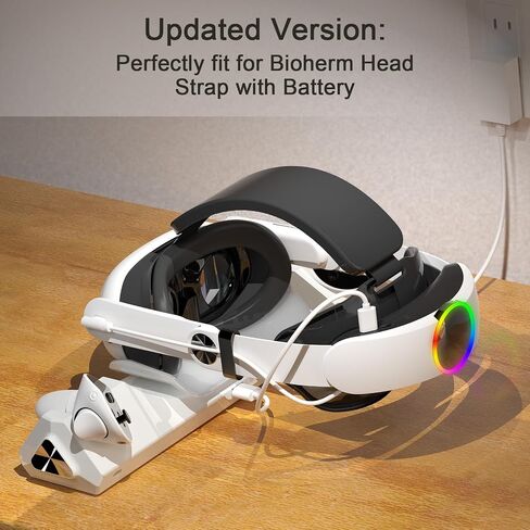 Bioherm Charging Dock for Oculus Quest 3, Magnetic Charging Station for Meta Quest 3 VR Headset & Controllers, with 2 Rechargeable 2100mAh Batteries, USB-C Charger and Cable, Supports LED Indicator in Saudi Arabia
