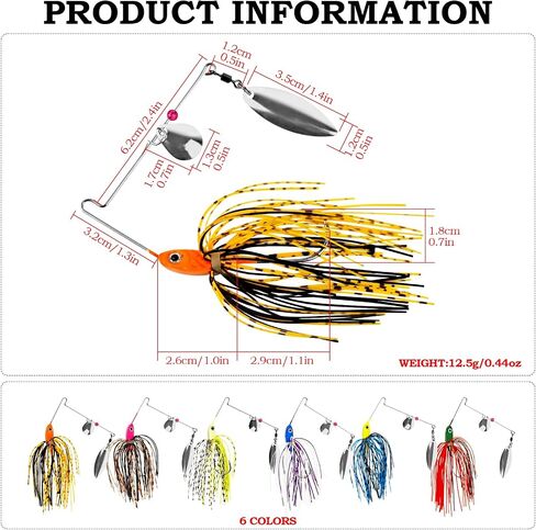 Bass Spinner Baits Fishing Lures | Spinner Baits for Bass Fishing Hard Metal Buzzbait jigs with Skirt for bass pike trout salmon Lures Spinnerbait Swimbait in Saudi Arabia