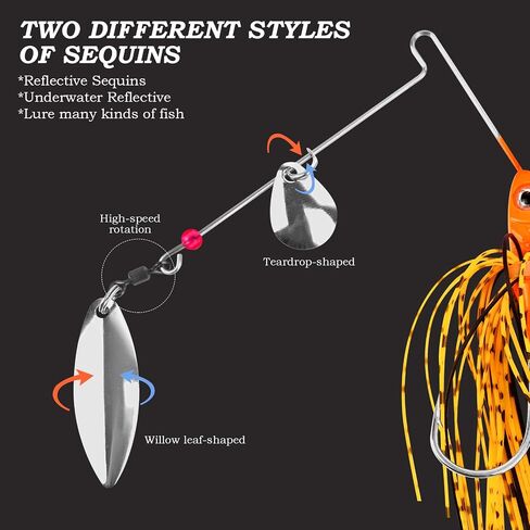 Bass Spinner Baits Fishing Lures | Spinner Baits for Bass Fishing Hard Metal Buzzbait jigs with Skirt for bass pike trout salmon Lures Spinnerbait Swimbait in Saudi Arabia