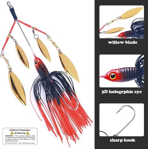 Multi Blade Spinnerbait Umbrella Rig Fishing Kit Skirt Lure 5pcs | spinnerbait kit with multi blade design and silicone skirts, umbrella rig lures for pike bass trout salmon freshwater fishing in Kuwait
