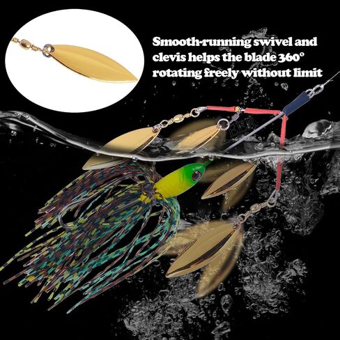 Multi Blade Spinnerbait Umbrella Rig Fishing Kit Skirt Lure 5pcs | spinnerbait kit with multi blade design and silicone skirts, umbrella rig lures for pike bass trout salmon freshwater fishing in Kuwait