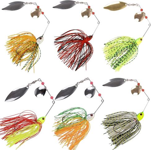 Fishing Lures Spinnerbaits,6/12pcs Bass Fishing Lures Weedless Spinner Baits Bass Lures Multicolor Buzzbaits Skirts Jigs for Bass Trout Walleye Pike Salmon Fishing in Kuwait
