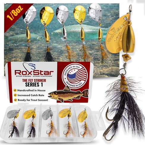 أثبتت شركة RoxStar Fly Strikers قدرتها على التفوق على الصعيد الوطني في التغلب على أي سمكة دوارة | مربوطة يدويًا في الولايات المتحدة الأمريكية | أداة صيد السمك الأكثر تنوعًا على الإطلاق! سمك السلمون المرقط، باس، ستيلهيد in Kuwait