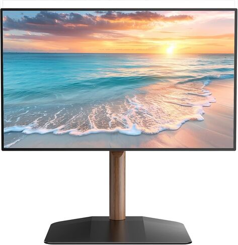 monTEK Walnut Column Universal Tabletop TV Stand for 32-65"TVs,Swivel& Tilt | 3-Level height adjustable, table top TV mount stand for living room & bedroom, max VESA 400x400m, heavy duty base holds 88lbs in Kuwait