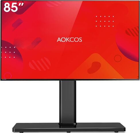 Universal Swivel TV Stand Table Top Mount Stand for 43 to 85 inch TVs, 8 Level Height Adjustable with Tilting, Heavy Duty Tempered Glass Base, Holds up 110lbs, MAX VESA 400x600mm, Black in Saudi Arabia