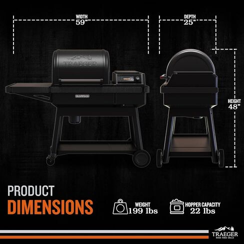Traeger Ironwood Wood Pellet Grill & Smoker, 616 Sq In, WiFi | 165–500°F temperature range, WiFIRE app control, 6-in-1 BBQ combo – grill, smoke, bake, roast & more in Saudi Arabia