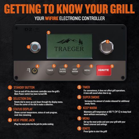 Traeger Ironwood 885 Wood Pellet Grill & Smoker, 885 Sq In, WiFi | Super Smoke Mode, D2 Controller, WiFi app control, 500°F max – 6-in-1 grill, smoke, bake & BBQ in Saudi Arabia