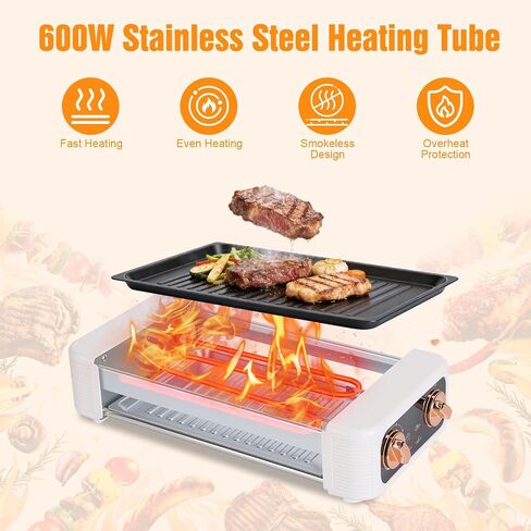 Hot Dog Roller Machine, 3-in-1 Electric Sausage Griller with 6 Auto-Rotating Rollers, Hot Dog Cooker Smokeless Non-Stick Indoor Outdoor with 3 Temp Levels for BBQ Sausages Skewers Burgers Vegetables in Saudi Arabia