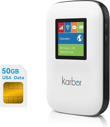 4G Hotspot WiFi for Travel, WiFi 6, Portable Mobile WiFi, with 50GB US Data | Pocket WiFi, Access Multiple Carriers, No SIM Required, No Contract, 10 Connected Devices, 1GB Global Data for 80+ Countries in Saudi Arabia