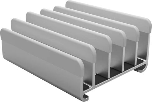 Elestoria 5-Slot Vertical Laptop Stand - Aluminum Laptop Stand Vertical for Desk -Laptop Holder with Adjustable Width (12-38mm) Compatible with MacBook Pro/Air & Gaming Laptops up to 17.3"-Grey in Saudi Arabia