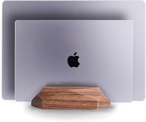 Adjustable Vertical Laptop Stand, MacBook Holder with Wood, Wooden Laptop Stand, Vertical Laptop Holder for Desk, Width Adjustable Dock Fits All MacBook/Surface Pro in Saudi Arabia