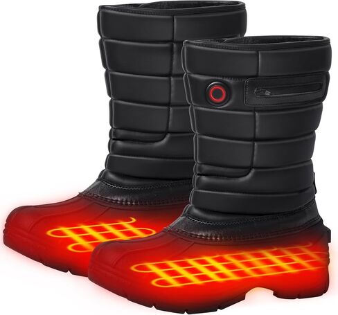 Telguua Heated Boots for Men Electric Men's Heated Snow Boots Warm Fur Lined 3 Temperature Settings Heating Shoes 5V Waterproof Non-Slip Rechargeable Heating Boots Foot Warmers Indoor Outdoor in Kuwait