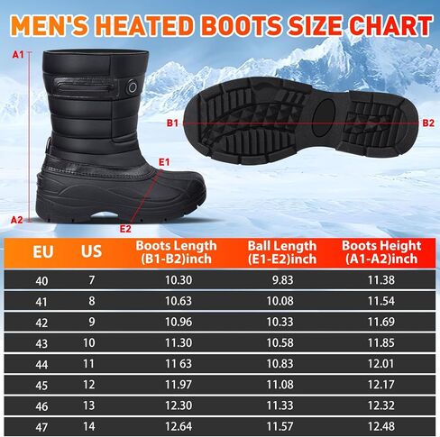 Telguua Heated Boots for Men Electric Men's Heated Snow Boots Warm Fur Lined 3 Temperature Settings Heating Shoes 5V Waterproof Non-Slip Rechargeable Heating Boots Foot Warmers Indoor Outdoor in Kuwait