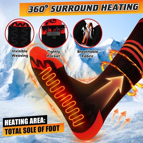 COZII Heated Socks, Heated Socks for Men Women - 5000mAh Electric Socks Up to 10 Hours, Rechargeable Washable Warm Socks for Hunting Skiing Camping Hiking Cycling Outdoor Work in Saudi Arabia