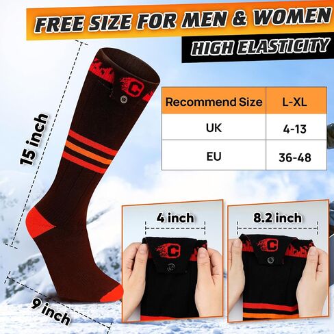 COZII Heated Socks, Heated Socks for Men Women - 5000mAh Electric Socks Up to 10 Hours, Rechargeable Washable Warm Socks for Hunting Skiing Camping Hiking Cycling Outdoor Work in Saudi Arabia