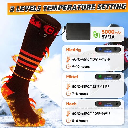 COZII Heated Socks, Heated Socks for Men Women - 5000mAh Electric Socks Up to 10 Hours, Rechargeable Washable Warm Socks for Hunting Skiing Camping Hiking Cycling Outdoor Work in Saudi Arabia