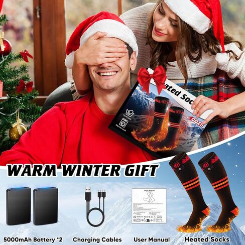 COZII Heated Socks, Heated Socks for Men Women - 5000mAh Electric Socks Up to 10 Hours, Rechargeable Washable Warm Socks for Hunting Skiing Camping Hiking Cycling Outdoor Work in Saudi Arabia