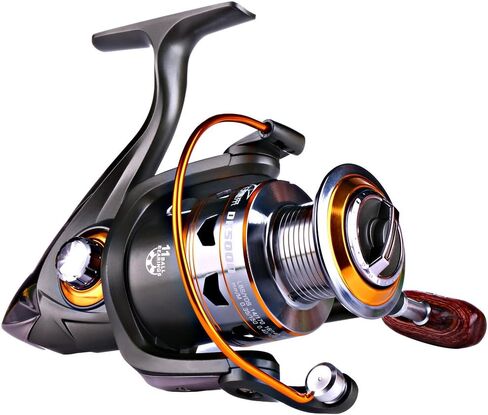 Sougayilang Spinning Fishing Reels with Left/Right Interchangeable Collapsible Wood Handle Powerful Metal Body 5.2:1/5.1:1 Gear Ratio Smooth 11BB for Inshore Boat Rock Freshwater Saltwater Fishing in Saudi Arabia