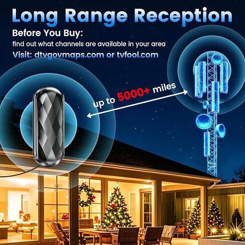 2026 Upgraded 5000+ Miles Indoor/Outdoor TV Antenna for Local Channels | Designed for smart HDTV ,amplified Signal Booster,best strongest TV Antennas Supports 360°Reception of 8K/4K/1080P full HD in Kuwait