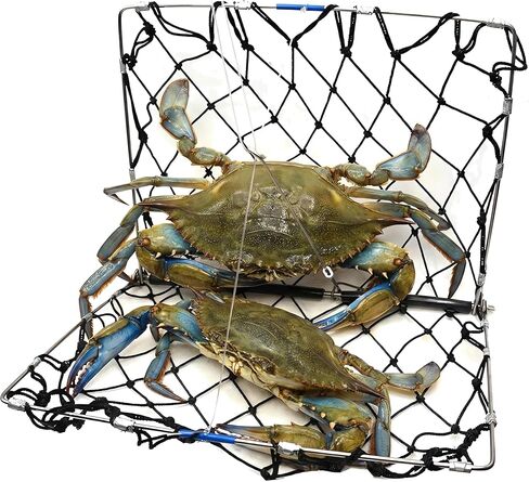 AirFly Foldable Castable Crab Trap - Crab Hawk & Crab Jaw Star Trap with Bait Clip - Portable Fishing Rod Crab Pot for Blue Crabs & Dungeness - Designed in USA in Saudi Arabia