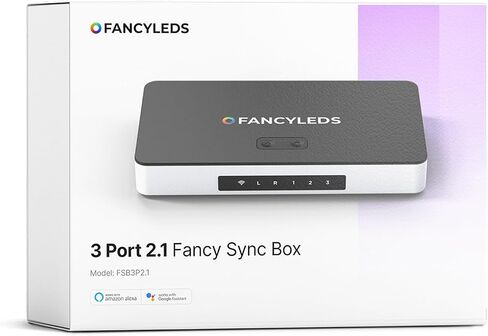 Fancyleds 3 Port 2.1 Fancy Sync Box Streaming Media Player TV LED Synced Backlight with HDMI 2.1, 4K 120Hz, 144Hz, 8K 60Hz, VRR, ALLM, 96 RGBW LEDs Per Meter Ambient Lighting (for 70" to 95" TVs) in Kuwait