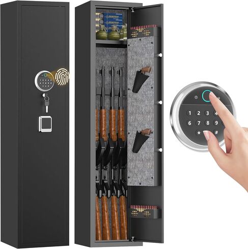 [No Assembly Required] Gun Safe for Rifles and Pistols, 10-12 Gun Cabinets for Rifles and Shotguns, Fast Biometric Fingerprint Long Gun Locker for Home & Hunting for Enthusiasts 57" High in Saudi Arabia