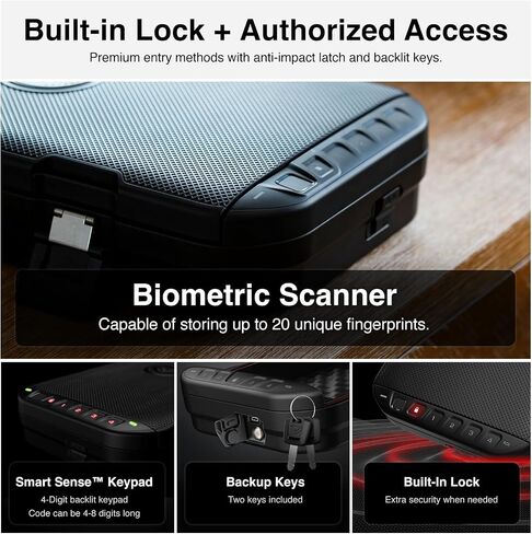 VAULTEK LifePod 20 Full-Size Biometric Lockable Weatherproof Case with Built-in Lock, Steel Security Cable, & TSA Handgun Case or Car Safe, Portable Travel Pistol Safe/Titanium Gray/Biometric in Saudi Arabia