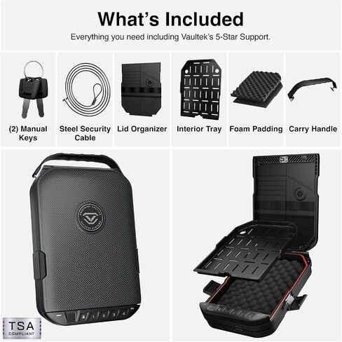 VAULTEK LifePod 20 Full-Size Biometric Lockable Weatherproof Case with Built-in Lock, Steel Security Cable, & TSA Handgun Case or Car Safe, Portable Travel Pistol Safe/Titanium Gray/Biometric in Saudi Arabia