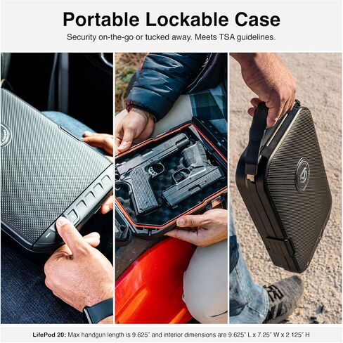 VAULTEK LifePod 20 Full-Size Biometric Lockable Weatherproof Case with Built-in Lock, Steel Security Cable, & TSA Handgun Case or Car Safe, Portable Travel Pistol Safe/Titanium Gray/Biometric in Saudi Arabia